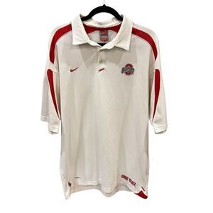 Vintage Nike Men's Ohio State Buckeyes Polo Shirt White XL Short Sleeve